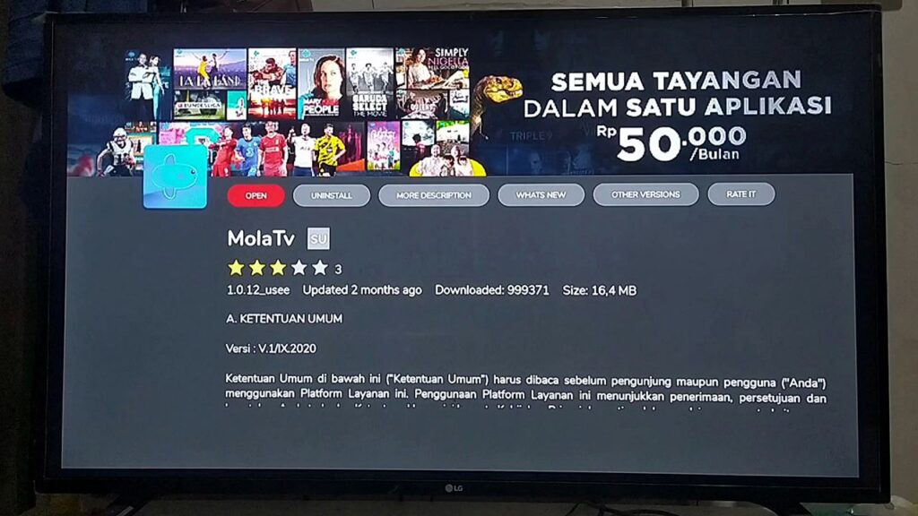 Update Aplikasi Mola TV
